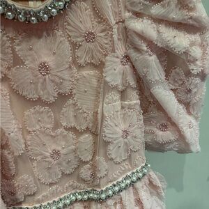 Self-Portrait Blush Pink Floral Dress with Pearl Details